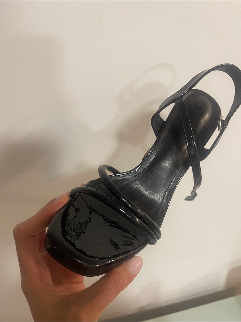 Black Patent Strappy Block Heel Sandals - Picture 5 of 10